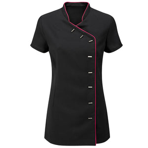 Womens Salon Uniform Tunic Dress In Black/Pink