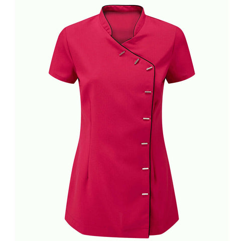 Womens Salon Uniform Tunic Dress In Hot Pink