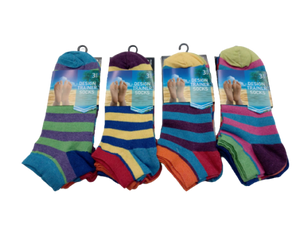 12 Pairs Mens Multi Colour Stripe Ankle Socks