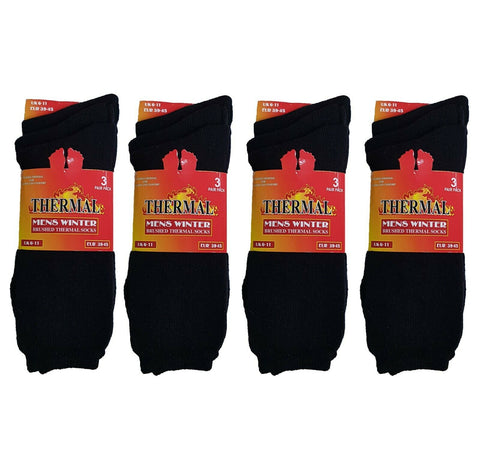 12 Pairs Mens Thermal Socks In Black