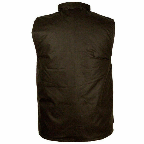 Mens Wax Cotton Body Warmer In Brown