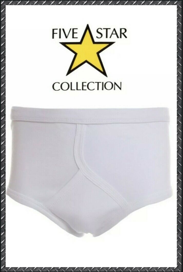 12 Pairs Mens 100% Y-Front Briefs In White Plus Size