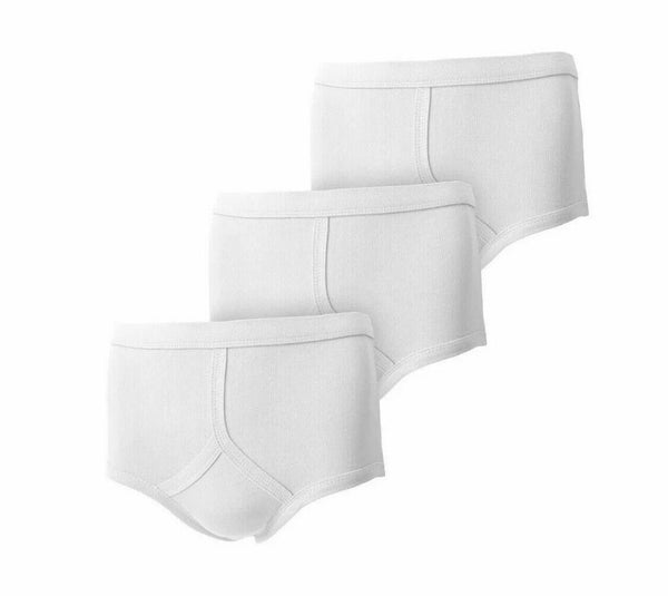 12 Pairs Mens 100% Y-Front Briefs In White Plus Size